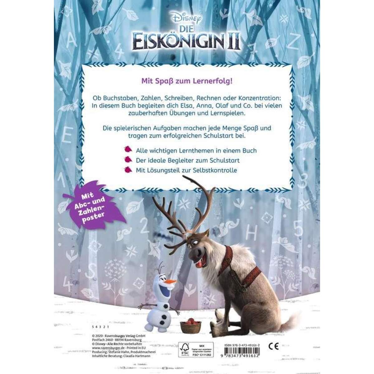 Ravensburger Disney Die Eiskönigin 2 Das große Schulstartbuch