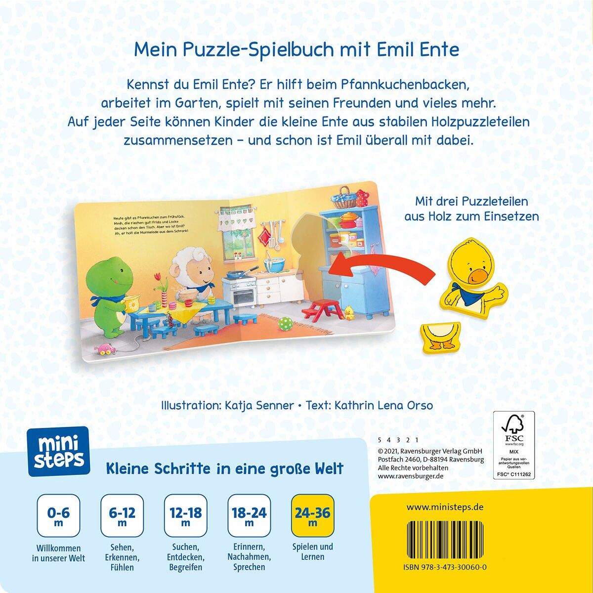 Ravensburger Hallo, Emil Ente! Mein erstes Holzpuzzle-Buch: Ab 24 Monate