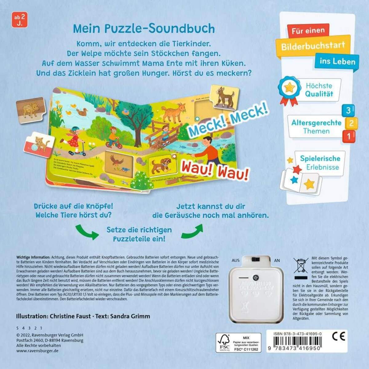 Ravensburger Hör hin, spiel mit! Mein Puzzle-Soundbuch: Tierkinder