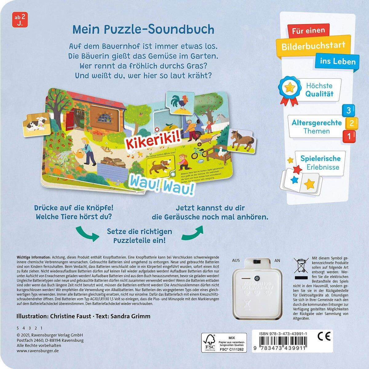 Ravensburger Hör hin, spiel mit! Mein Puzzle-Soundbuch: Bauernhof