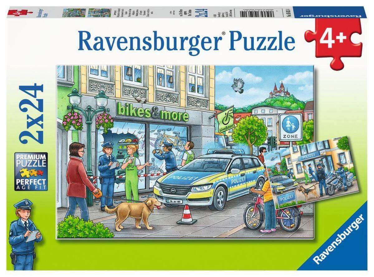 Ravensburger Kinderpuzzle Unterwegs mit Polizeimeisterin Hannah, 2x24 Teile