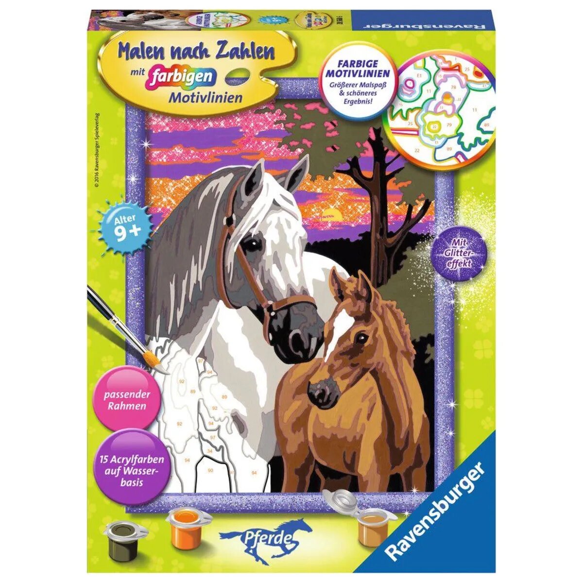 Ravensburger Malen nach Zahlen Pferde im Sonnenuntergang