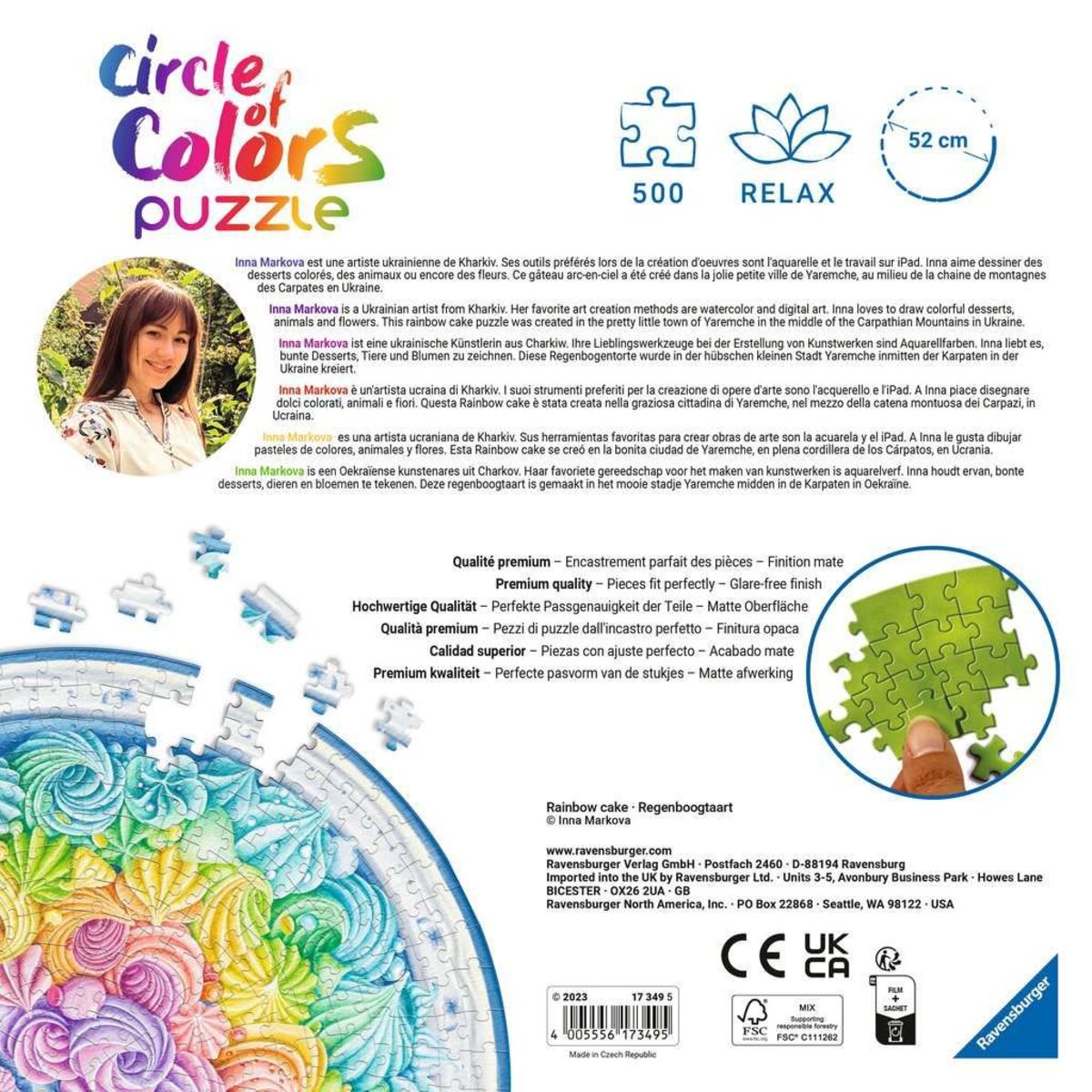 Ravensburger Puzzle - Circle of Colors Rainbow Cake, 500 Teile