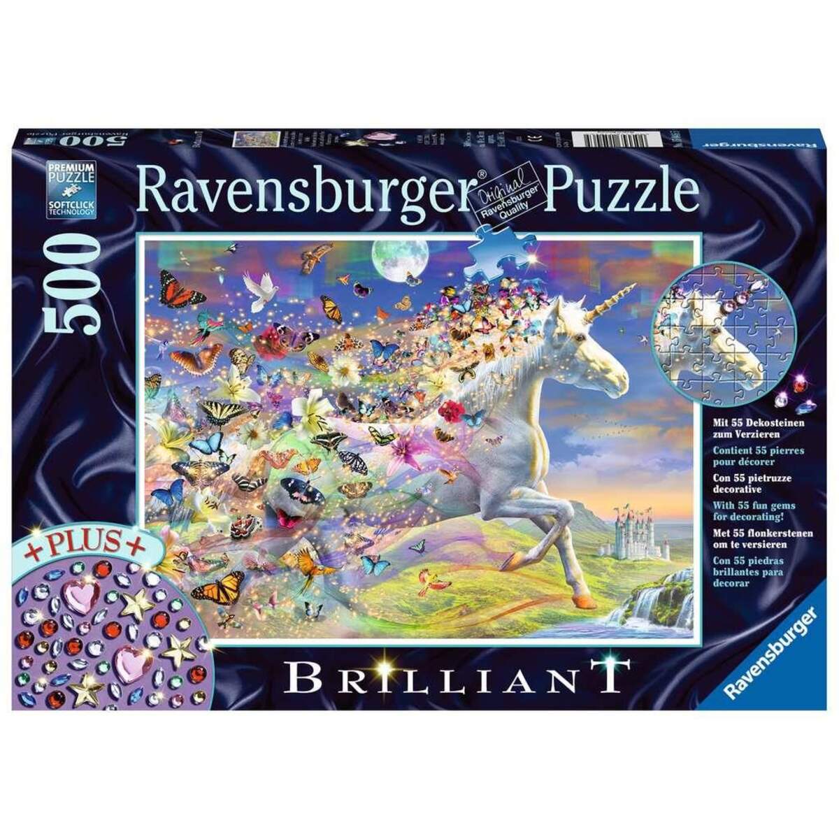 Ravensburger Puzzle Brilliant Schmetterlingseinhorn, 500 Teile