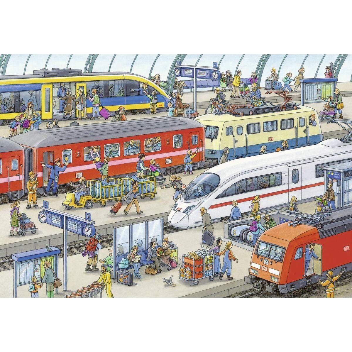 Ravensburger Puzzle Trubel am Bahnhof, 2 x 24 Teile