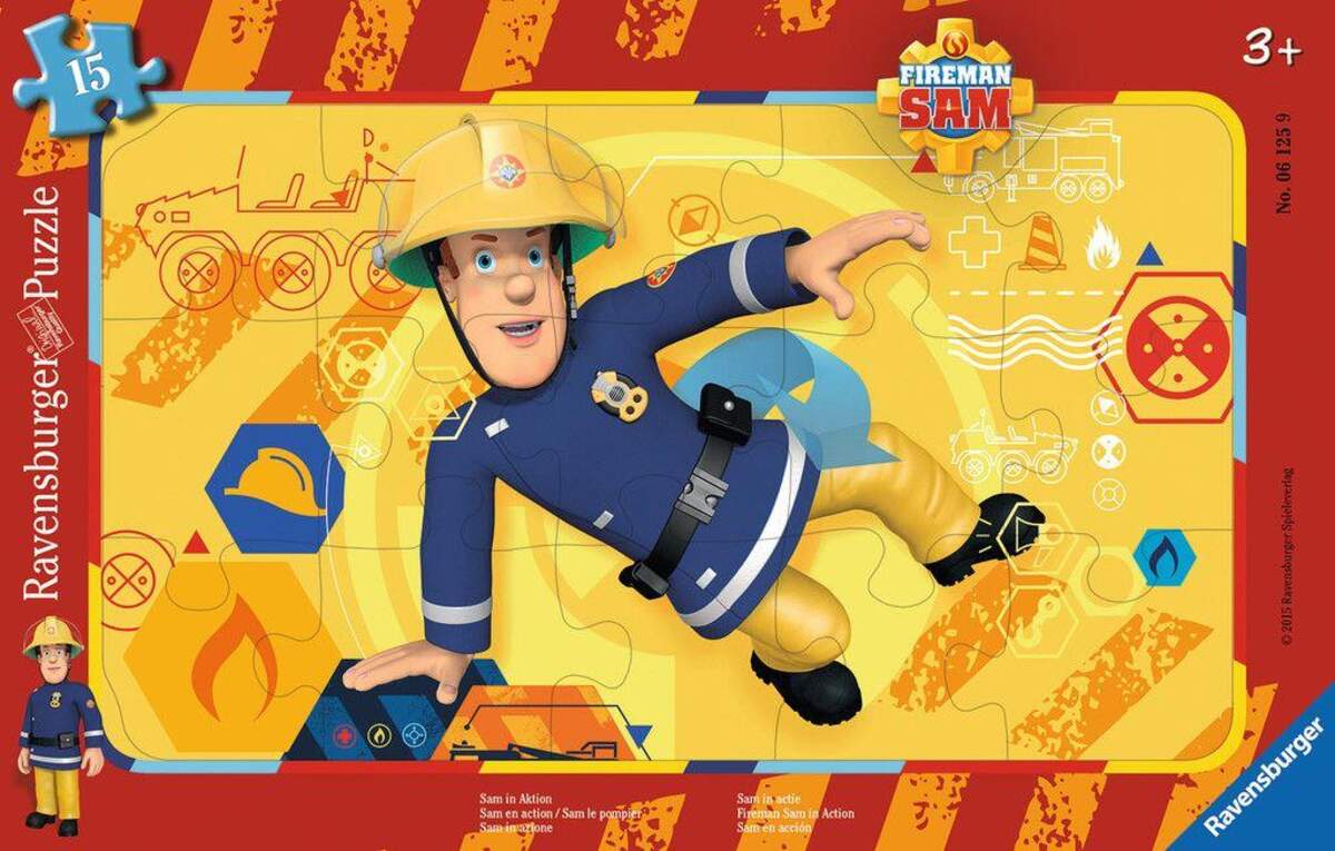 Ravensburger Rahmenpuzzle Feuerwehrmann Sam in Aktion, 15 Teile