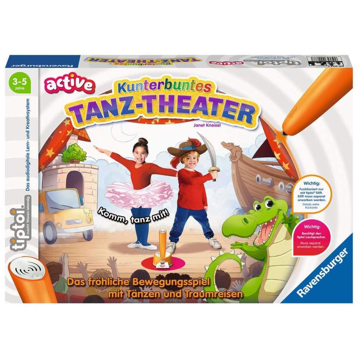 Ravensburger tiptoi® ACTIVE Spiel 00077, Kunterbuntes Tanz-Theater, Bewegungsspiel