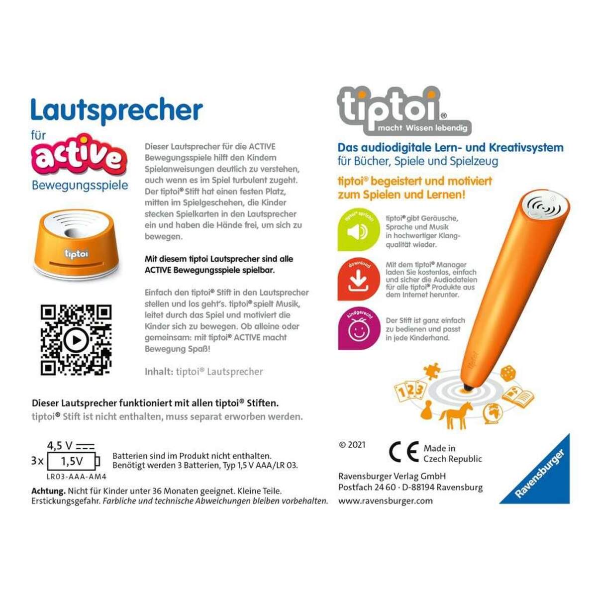 Ravensburger tiptoi Lautsprecher für ACTIVE Bewegungsspiele