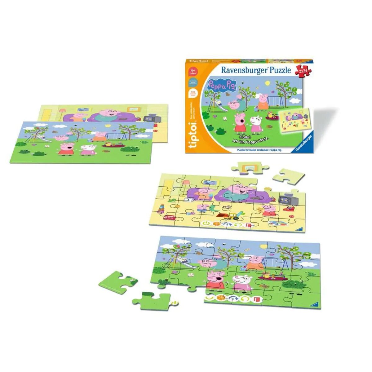 Ravensburger tiptoi® Puzzle für kleine Entdecker: Peppa Pig, 2 x 24 Teile