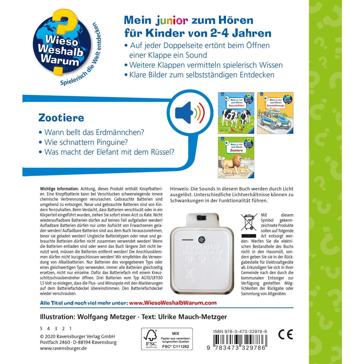Ravensburger Wieso? Weshalb? Warum? Mein junior zum Hören 3: Zootiere