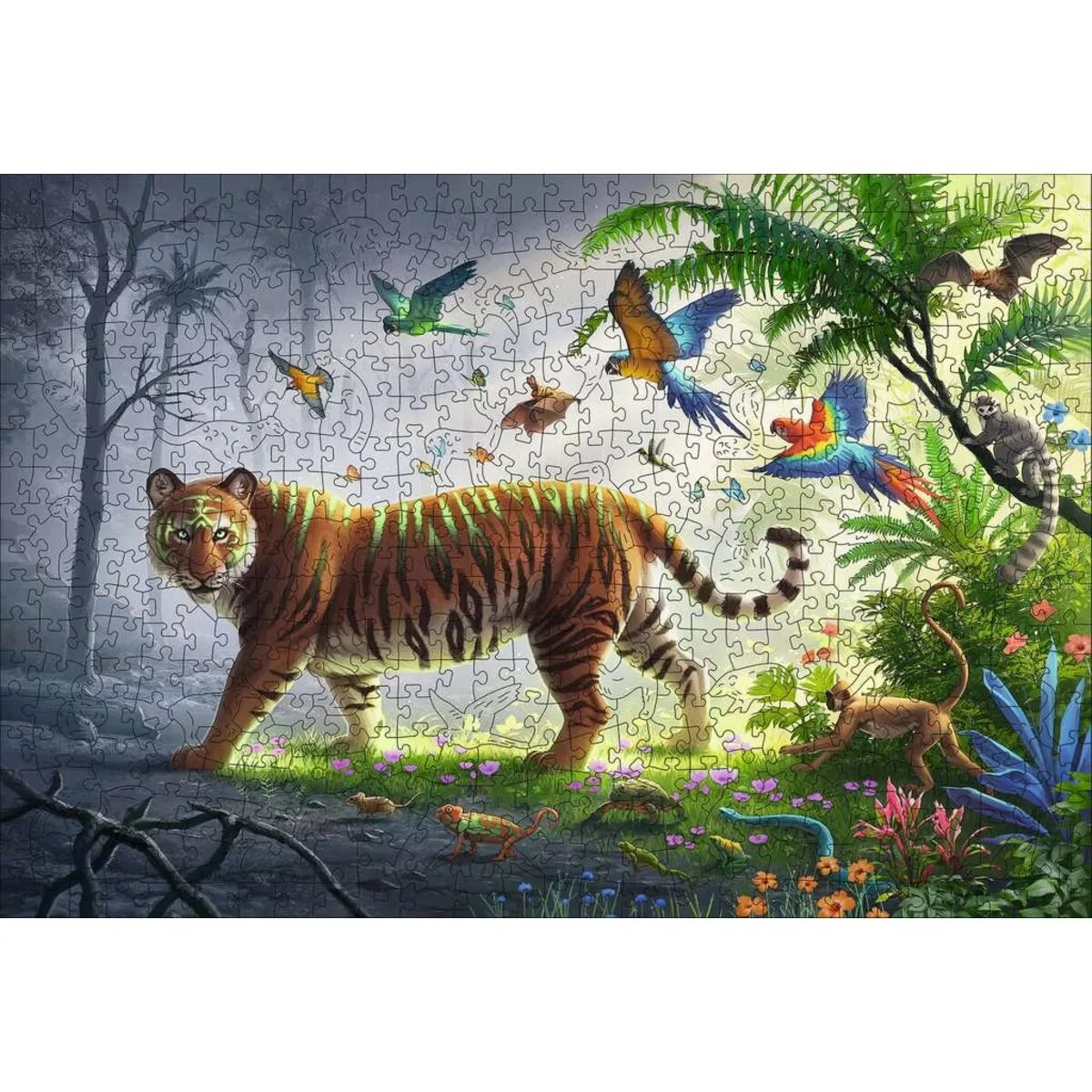 Ravensburger Wooden Puzzle - Tiger im Dschungel, 500 Teile
