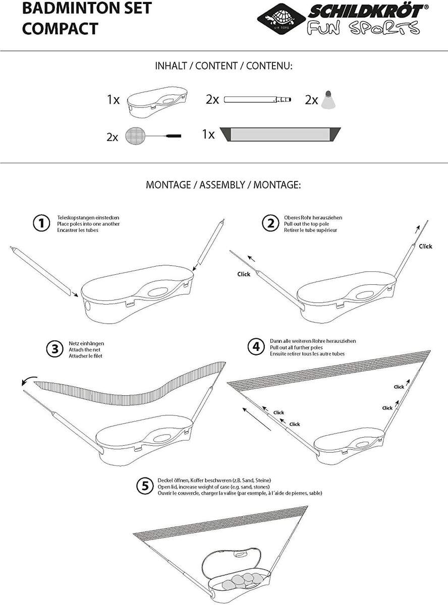 Schildkröt Badminton-Set Compact, inklusive Netz, 2 Schläger und 2 Bälle
