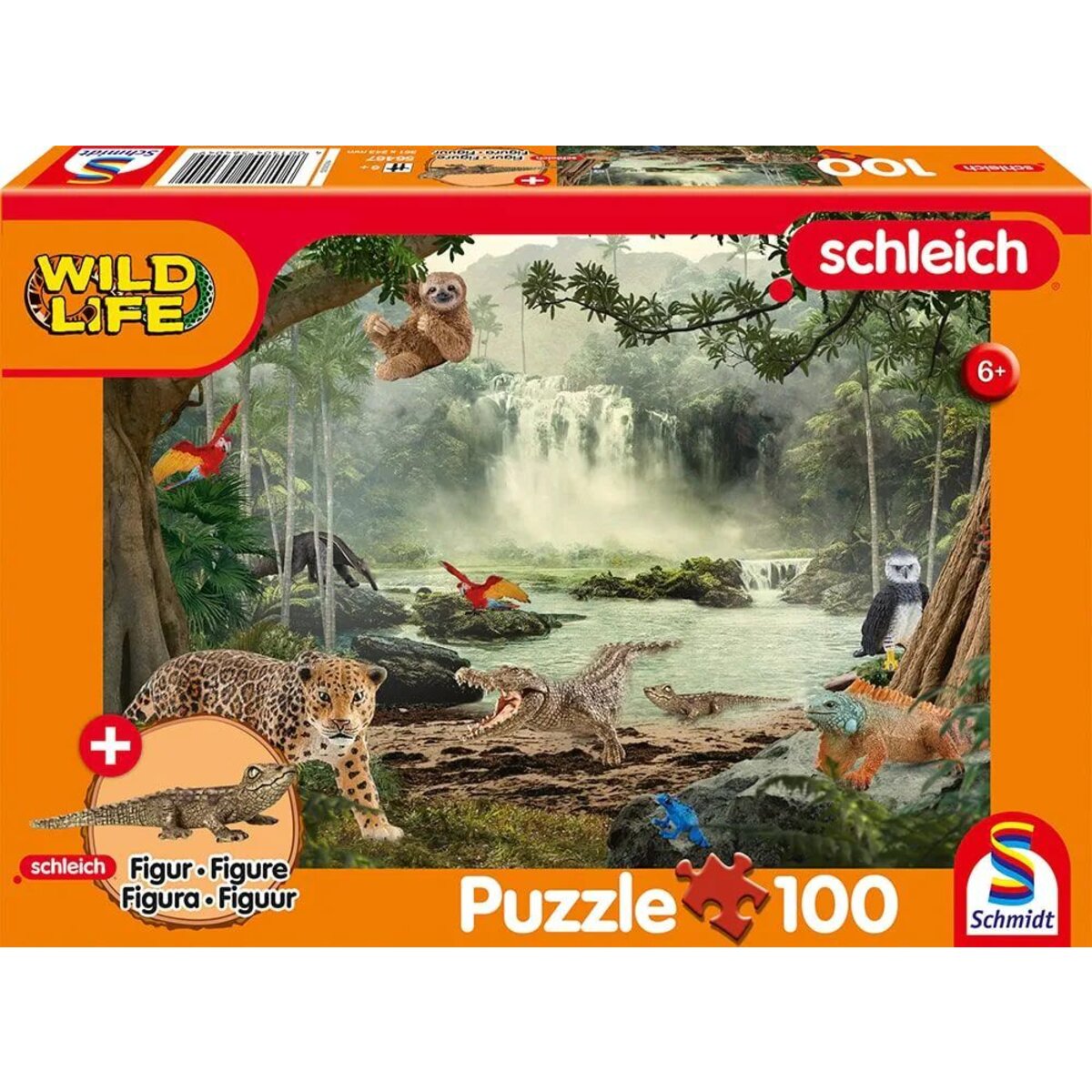 Schmidt Spiele Kinderpuzzle - Schleich ®: Wild Life - Im Regenwald, 100 Teile mit Krokodil junges Figur