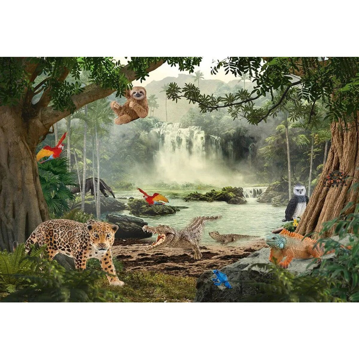 Schmidt Spiele Kinderpuzzle - Schleich ®: Wild Life - Im Regenwald, 100 Teile mit Krokodil junges Figur