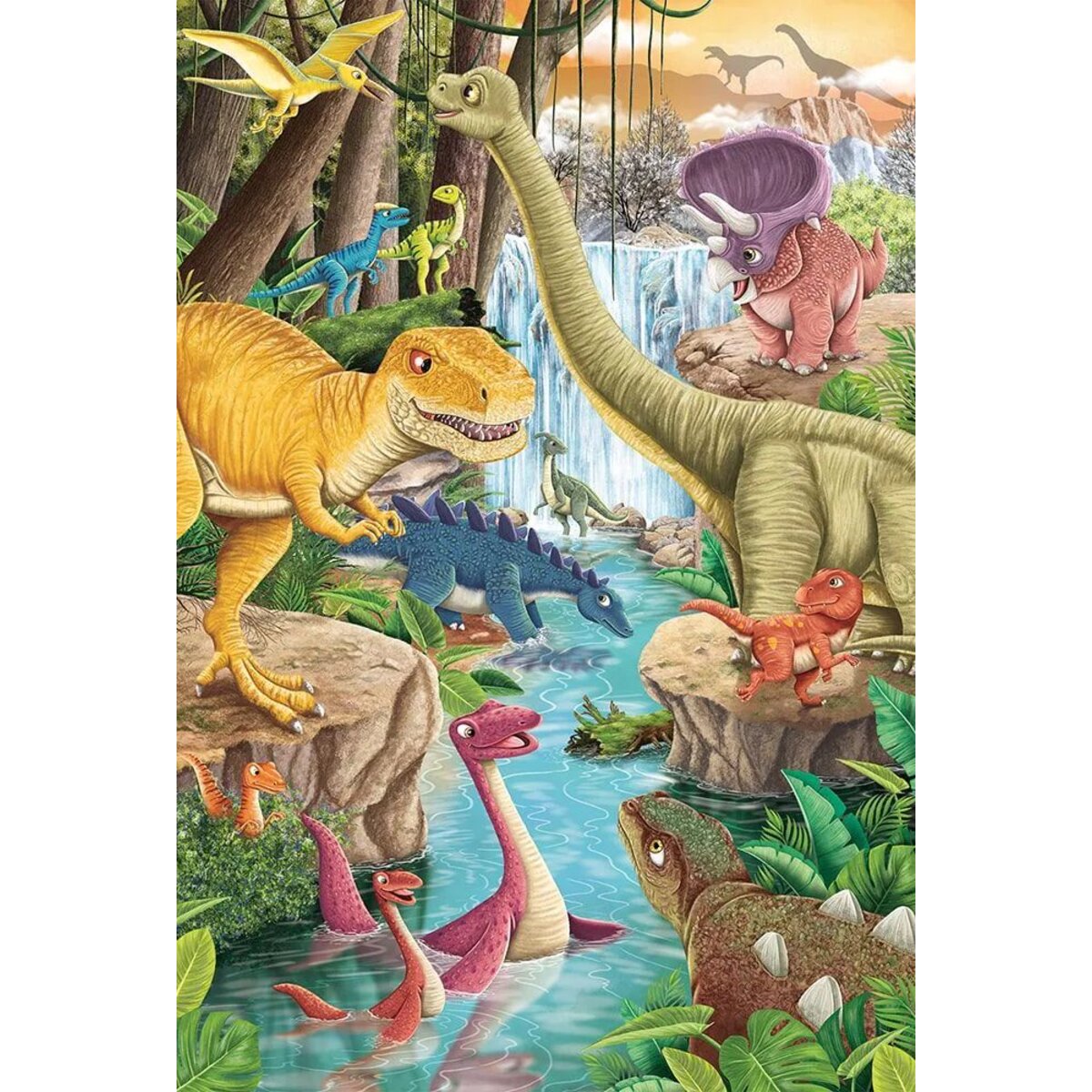 Schmidt Spiele Kinderpuzzle Spaß mit Dinosauriern, 3x 24 Teile