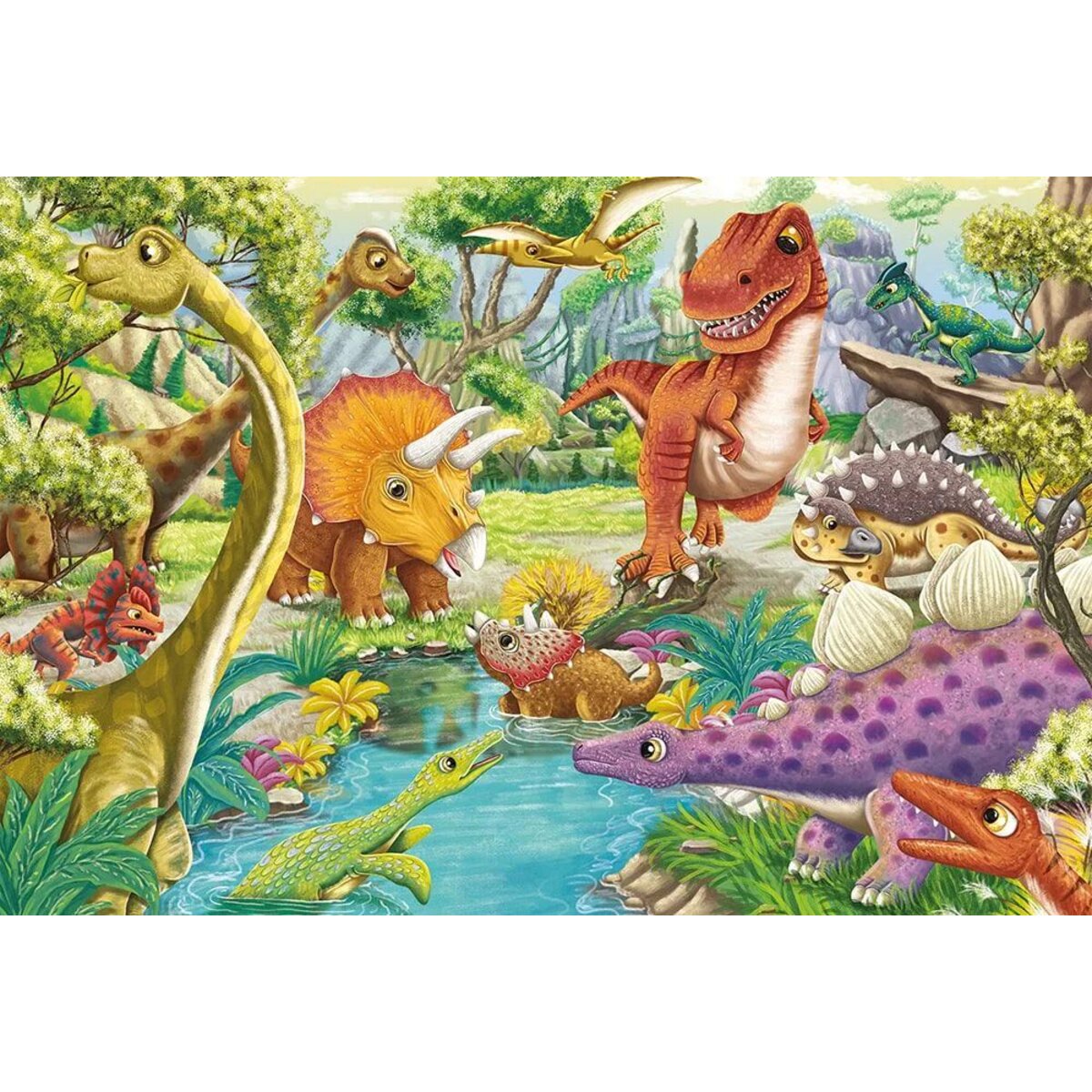 Schmidt Spiele Kinderpuzzle Spaß mit Dinosauriern, 3x 24 Teile