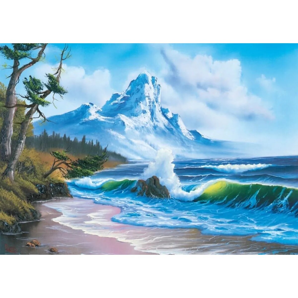 Schmidt Spiele Puzzle - Bob Ross: Berg am Meer, 1000 Teile