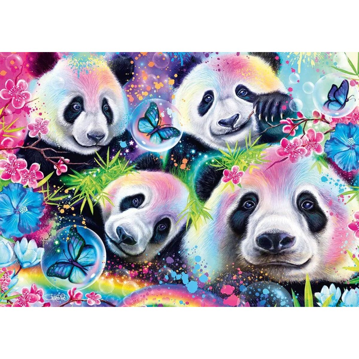 Schmidt Spiele Puzzle - Sheena Pike: Neon Blumen-Pandas, 1.000 Teile