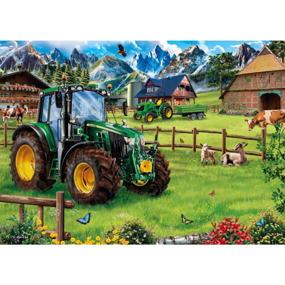 Schmidt Spiele Puzzle - Alpenvorland mit Traktor: John Deere 6120M, 1000 Teile