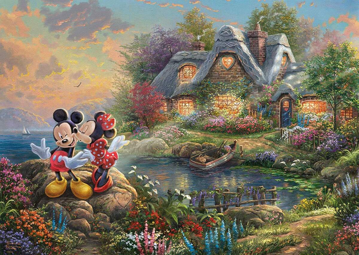 Schmidt Spiele Puzzle - Kinkade Disney Sweethearts Mickey & Minnie, 1000 Teile