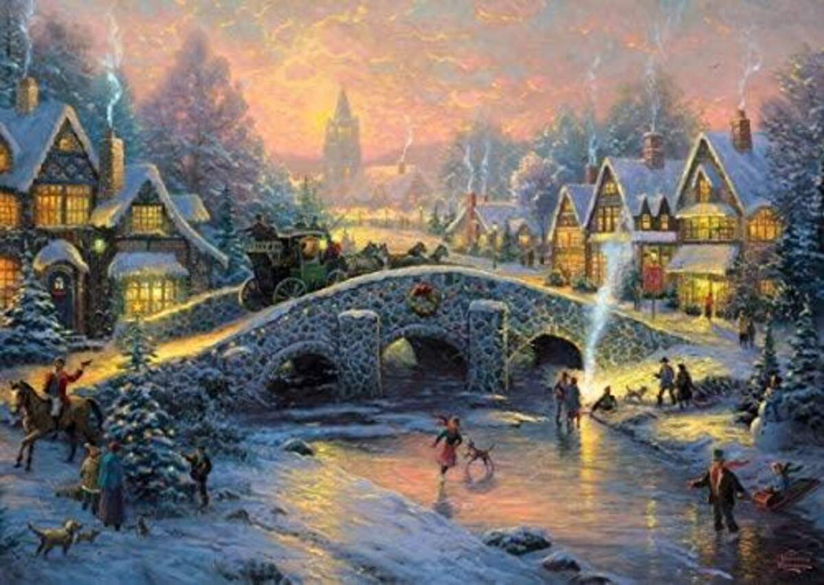 Schmidt Spiele Puzzle - Thomas Kinkade, Winterliches Dorf, 1.000 Teile
