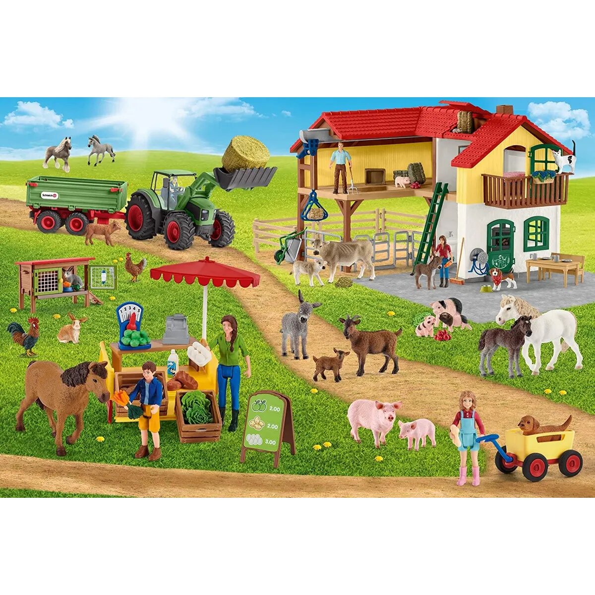 Schmidt Spiele KinderPuzzle - Schleich® Farm World, Bauernhof und Hofladen, 100 Teile, + 1 Original Figur