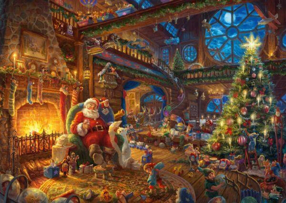 Schmidt Spiele Puzzle - Thomas Kinkade - Der Weihnachtsmann und seine Wichtel, Limited Edition, 1000 Teile