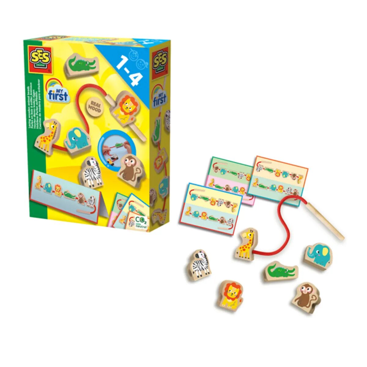 SES Creative My first Holztiere, Perlen auffädeln