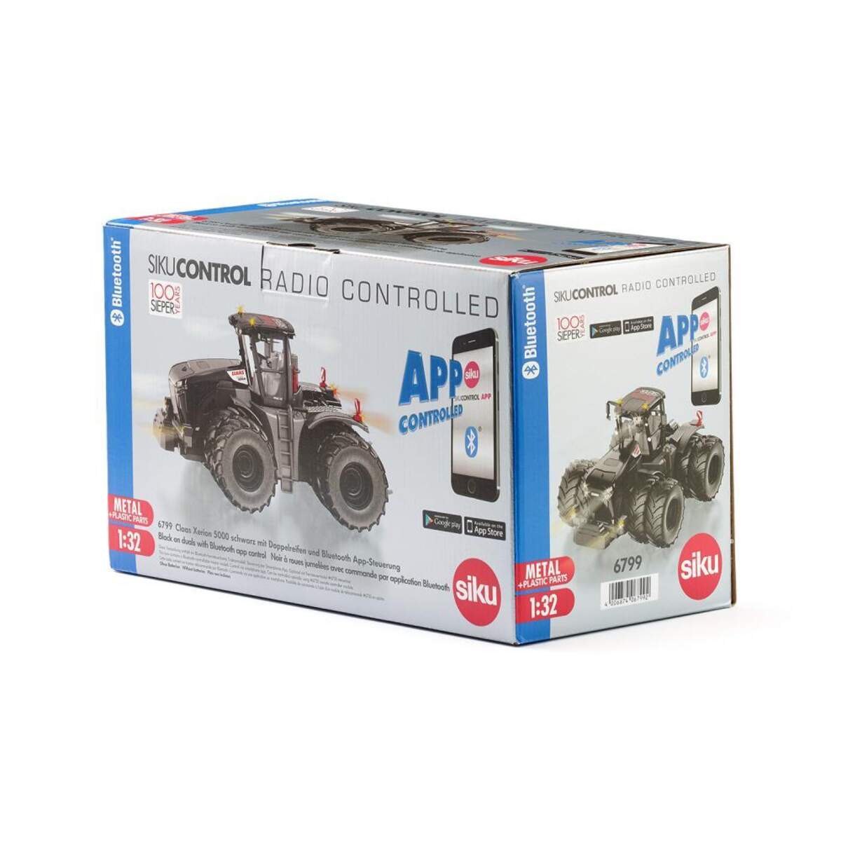 SIKU 6799 Claas Xerion 5000 mit Doppelreifen und Bluetooth App-Steuerung, schwarz