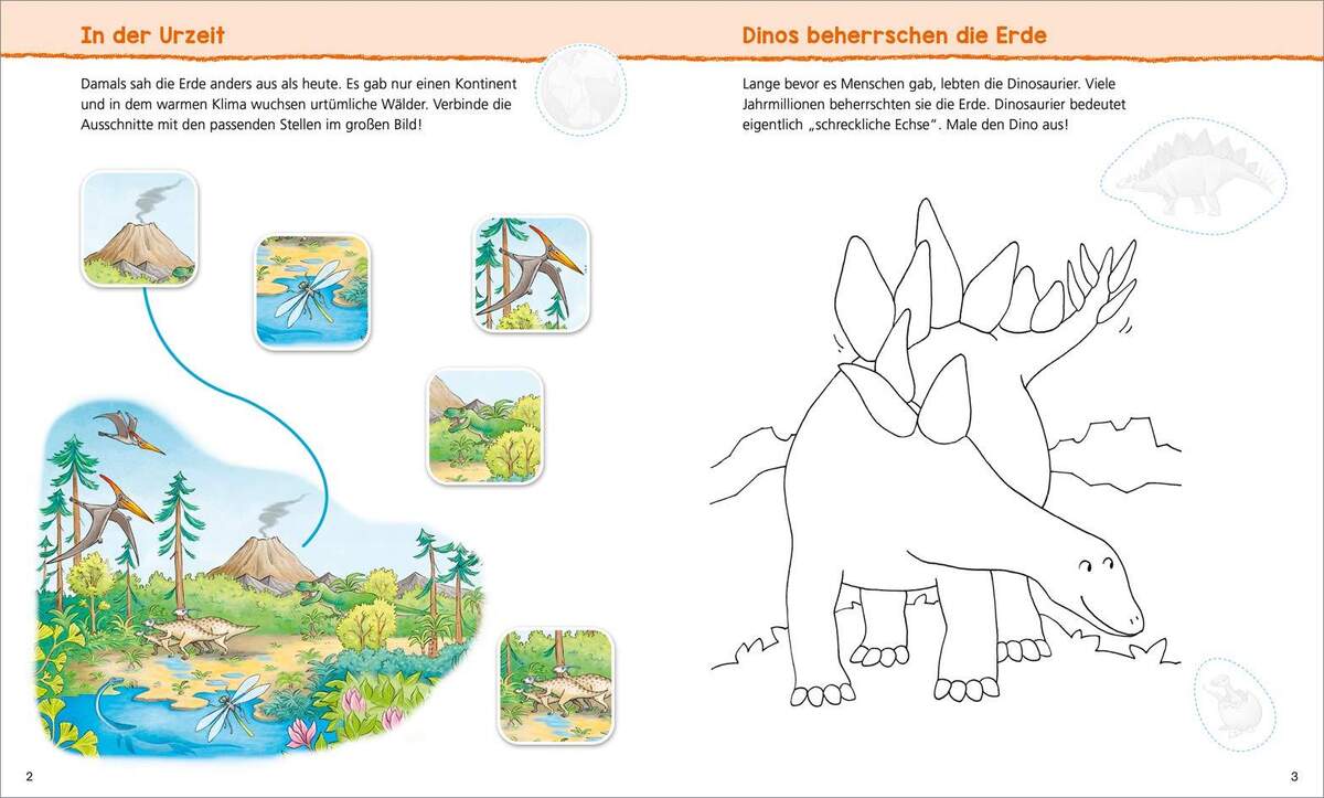 Tessloff Was ist was, Kindergarten - Malen, Rätseln und Stickern bei den Dinosauriern
