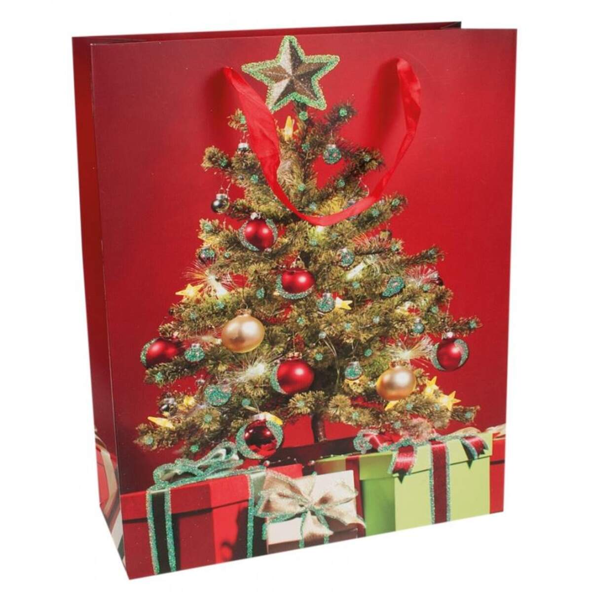 Trötsch Geschenktasche Weihnachts-Glitzer, 24 x 18 x 8 cm, 1 Stück, sortiert
