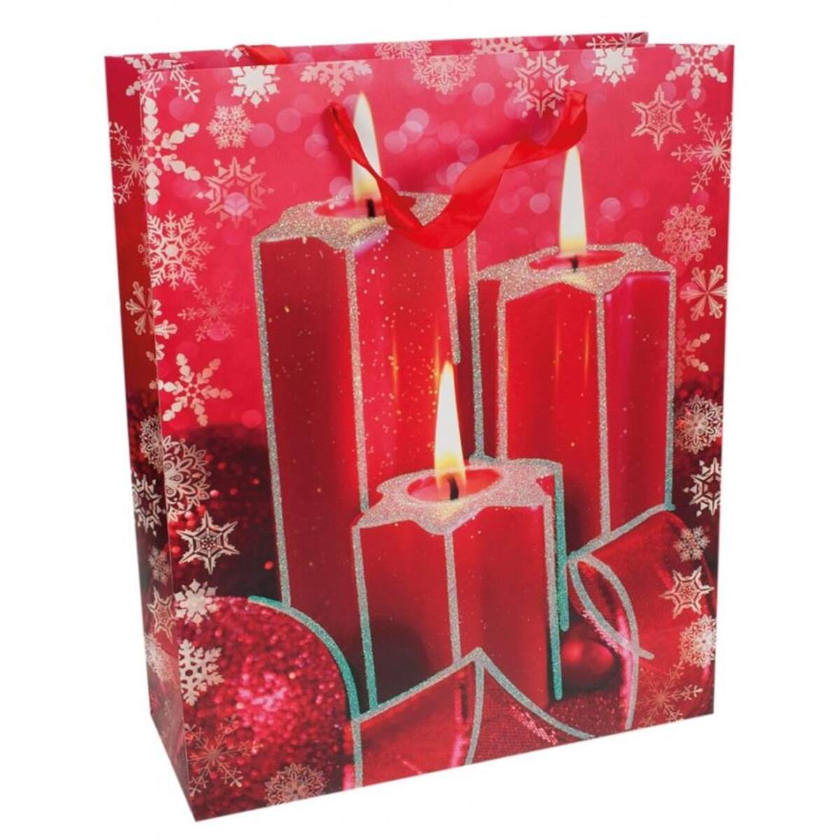 Trötsch Geschenktasche Weihnachts-Glitzer, 24 x 18 x 8 cm, 1 Stück, sortiert