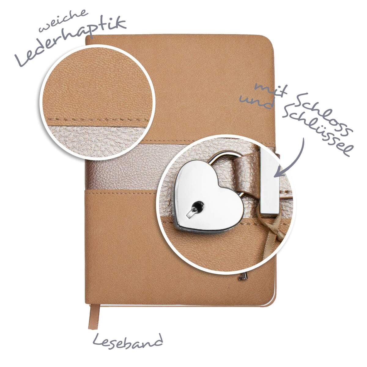 Trötsch Tagebuch matt und shiny beige mit Schloss