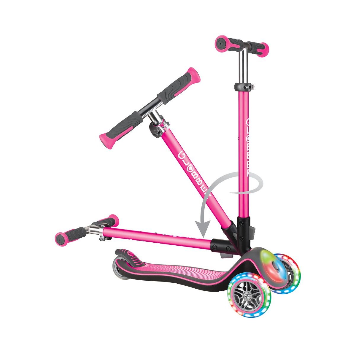 Authentic Sports Globber Elite Deluxe Flash Lights pink, mit Leuchtrollen