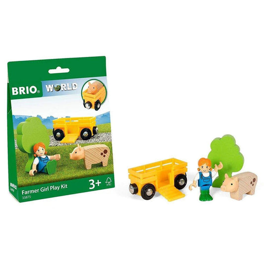 BRIO Spielpäckchen Bäuerin mit Schwein Spielset Holzeisenbahn