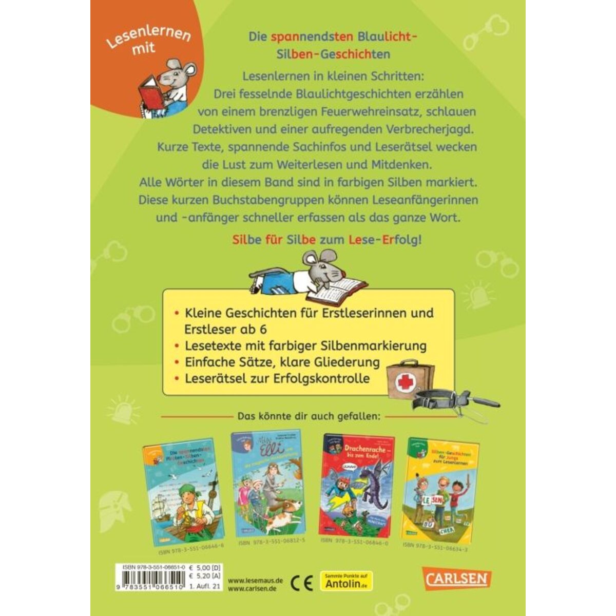 Carlsen Verlag LESEMAUS zum Lesenlernen Sammelbände: Die spannendsten Blaulicht-Silben-Geschichten