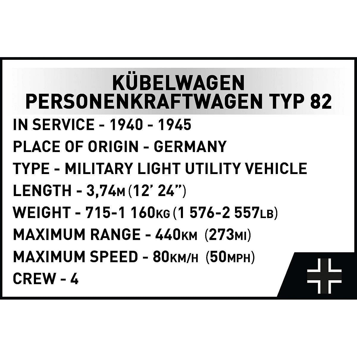 Cobi 2802 Kübelwagen (PKW Typ 82) - Executive Edition, 1:12