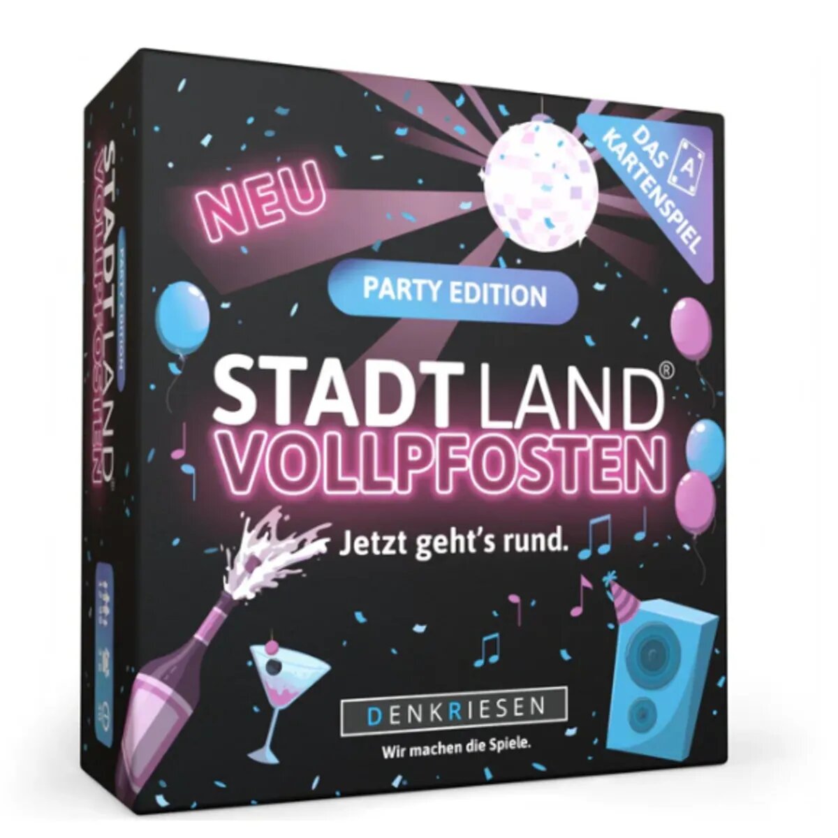 Denkriesen Stadt Land Vollpfosten® Party Edition – "Jetzt geht's rund." | Das Kartenspiel