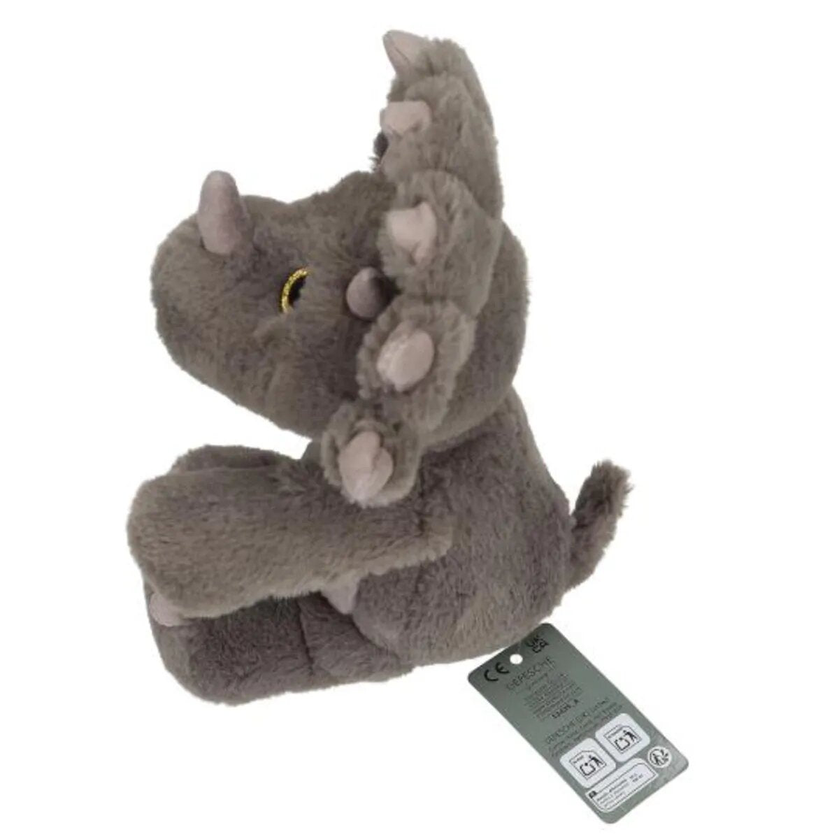 Depesche Dino World Plüsch Floppy Triceratops 25 cm mit Glitzeraugen