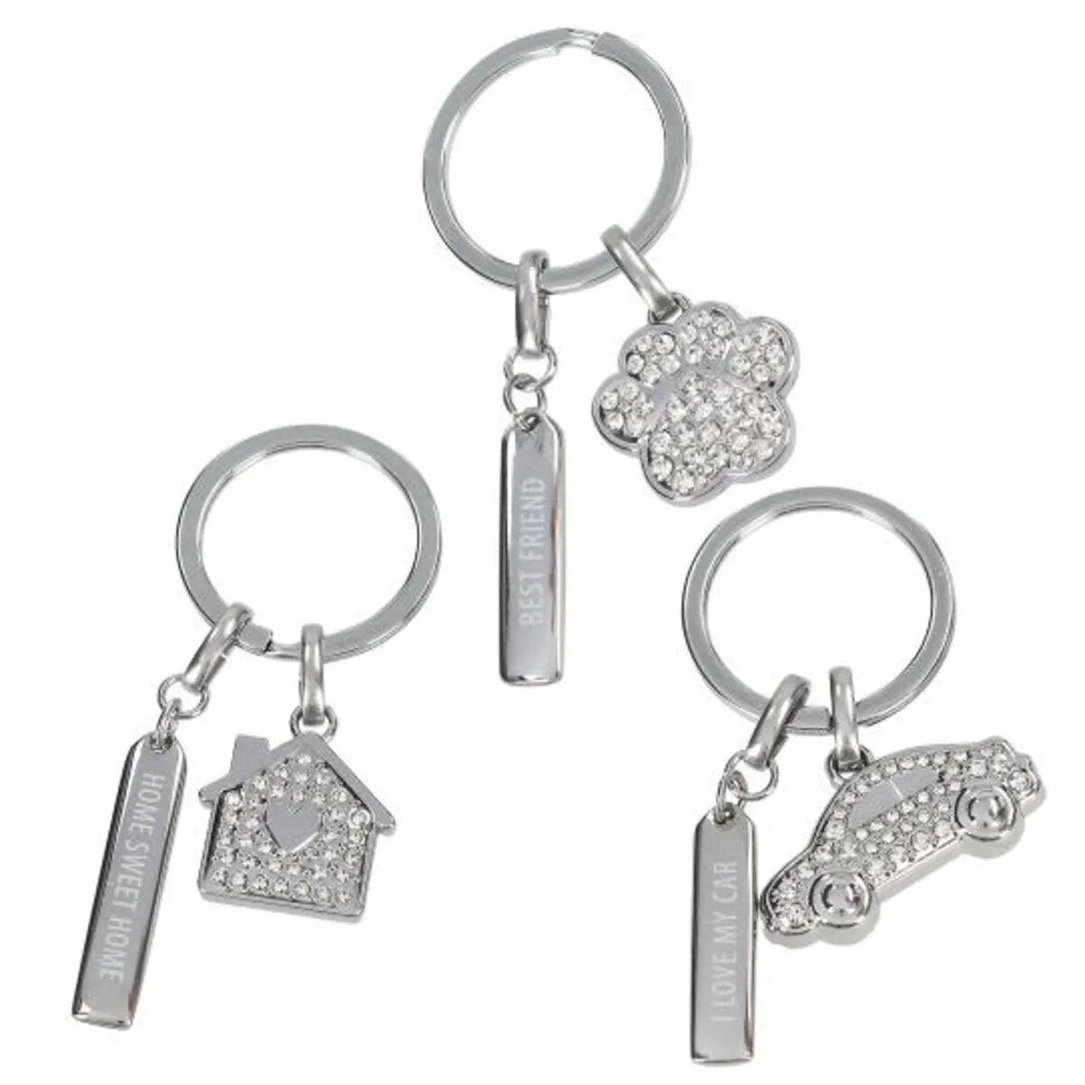 Depesche Glamour 1 Schlüsselanhänger silber 3 cm,  1 Stück, 3-fach sortiert