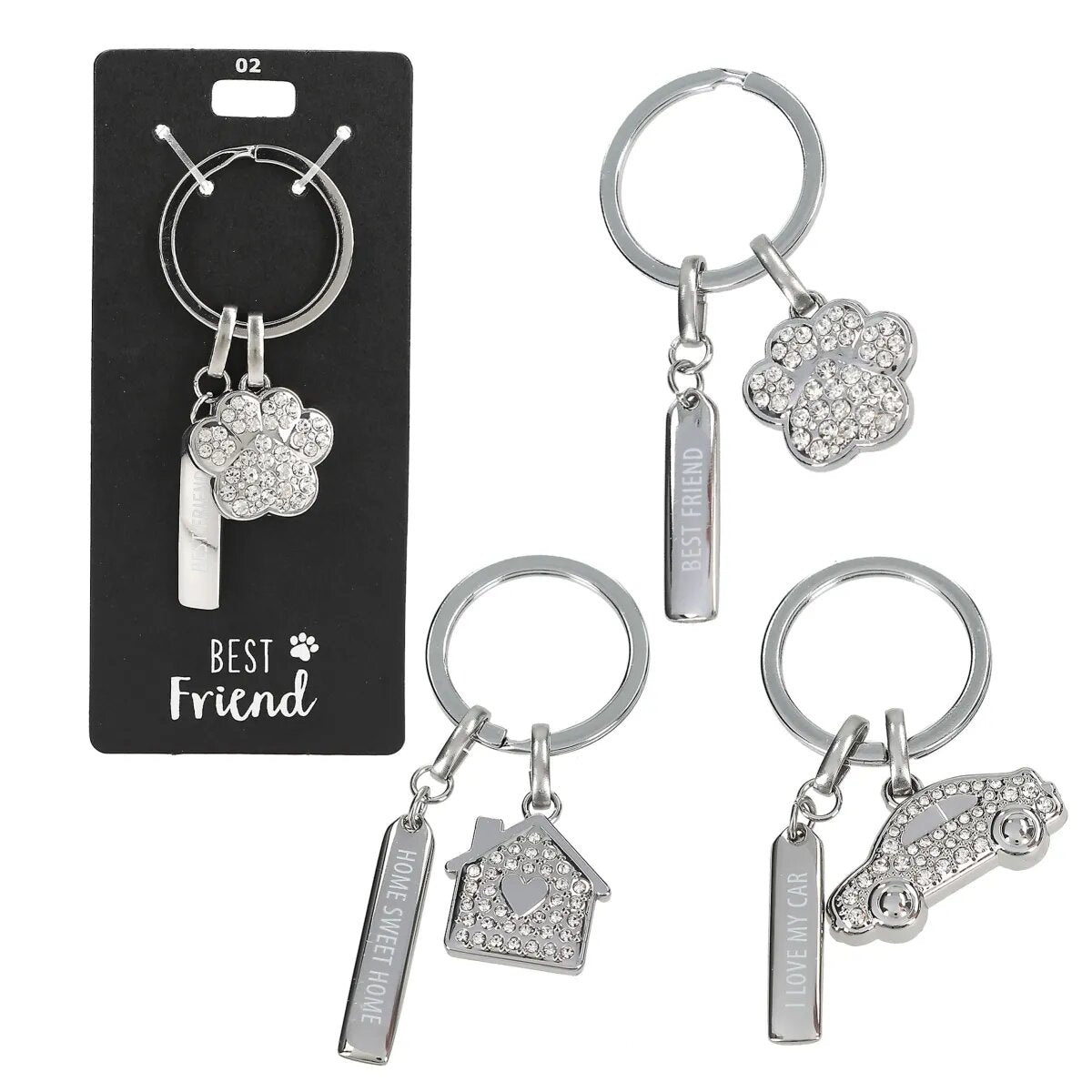 Depesche Glamour 1 Schlüsselanhänger silber 3 cm,  1 Stück, 3-fach sortiert