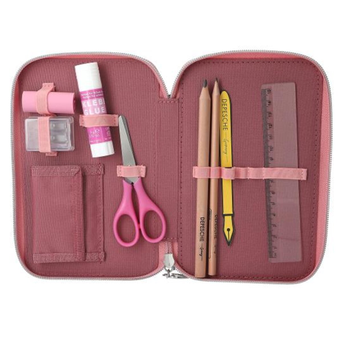 Depesche Miss Melody 3 Fach Federtasche LED Pferde