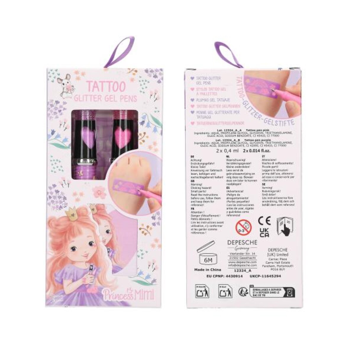 Depesche Princess Mimi Tattoo Glitzer Gelstifte, 1 Stück; 2-fach sortiert