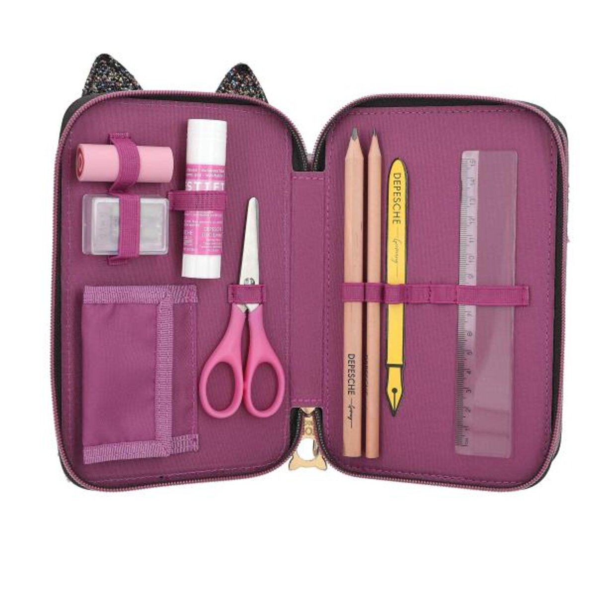 Depesche TOPModel 3 Fach Federtasche Leo Fell REBEL KITTY