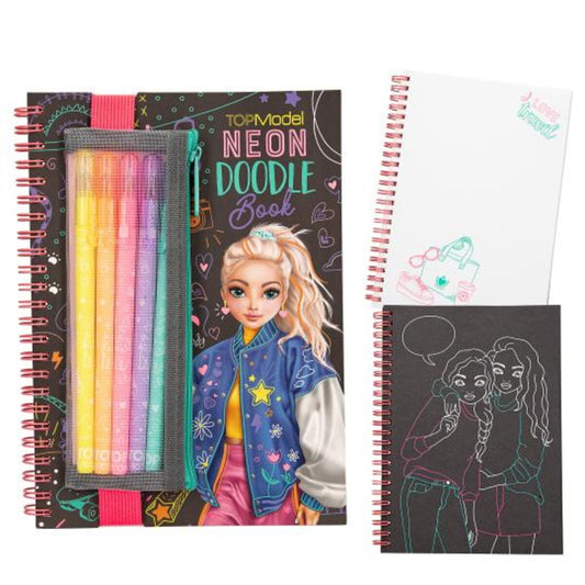 Depesche TOPModel Neon Doodle Buch mit Neonstift Set