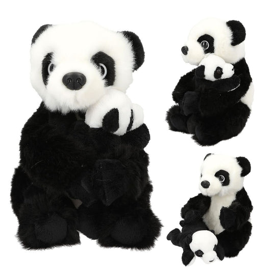 Depesche TOPModel Plüsch Panda Mama mit Baby, 21 cm