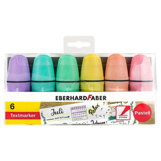 Eberhard Faber Mini Textmarker mit Keilspitze, in Pastell Farben, 6er Etui