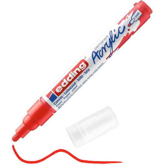 edding 5100 Acrylmarker medium - rot - 1 Acrylstift wasserfest - mittlere Rundspitze 2-3 mm