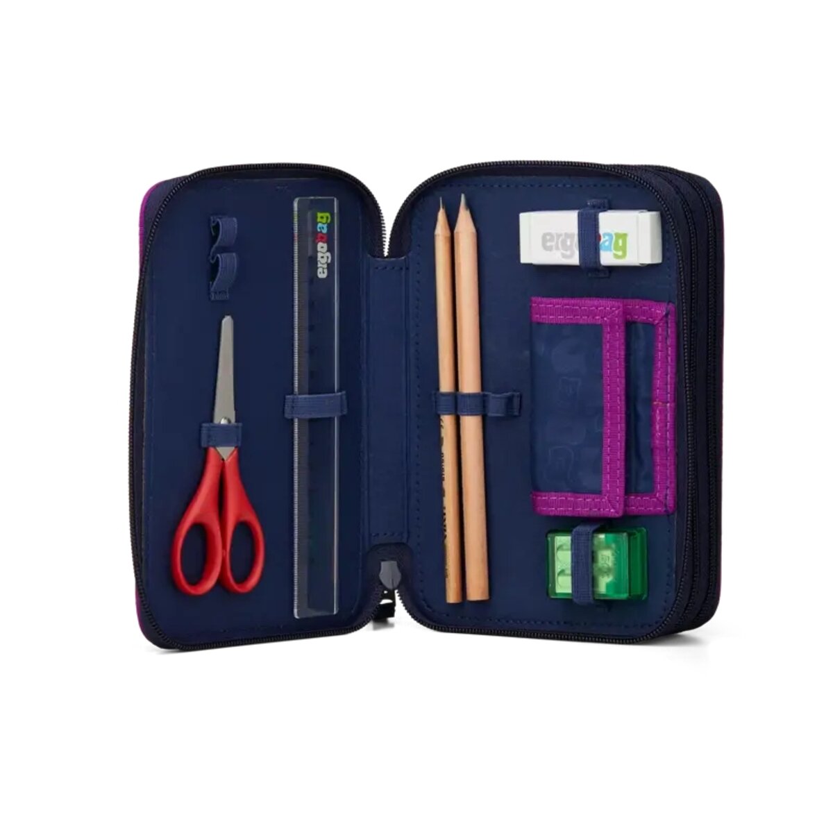 ergobag Maximäppchen Bärlaxy Blau Lila mit 3 Fächern 40-teilig