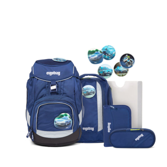 ergobag PACK Schulrucksack-Set - BlaulichtBär, 6-teilig